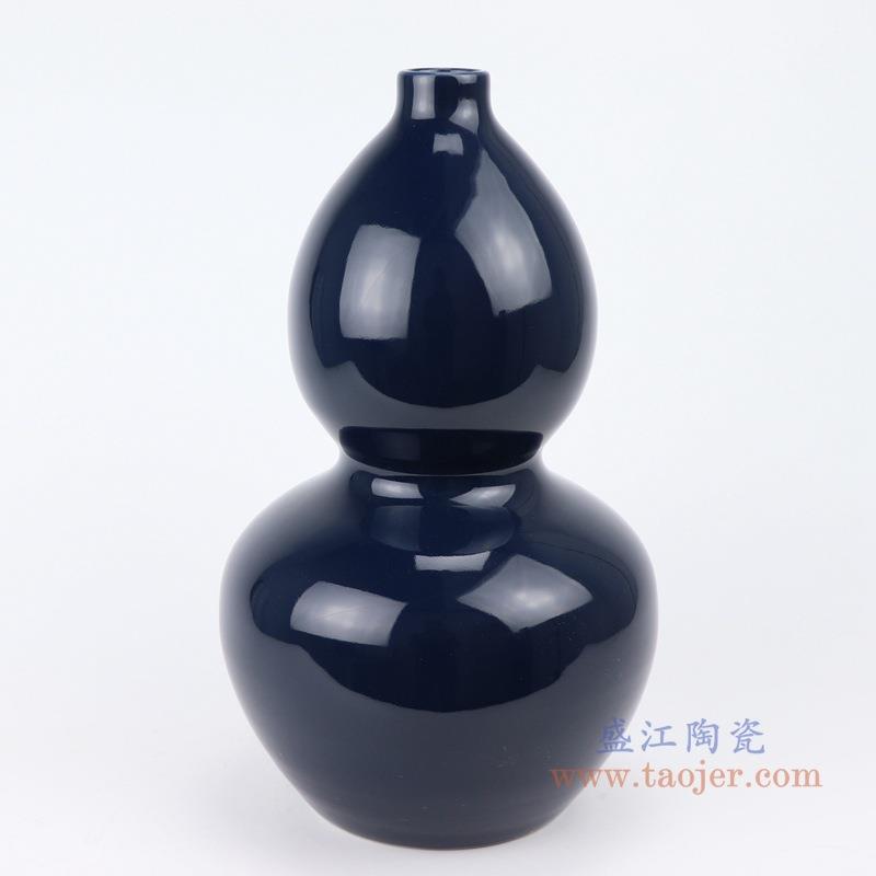 景德镇陶瓷器祭蓝深蓝色葫芦花瓶现代简约家居装饰摆件客厅摆设