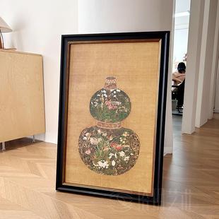 美克美家中古挂画新中式入户玄关走廊装饰画法式复古餐厅好寓意壁