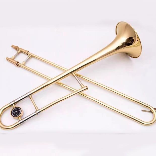 中音长号乐器初学者降B调拉管铜管乐器漆金长号乐器