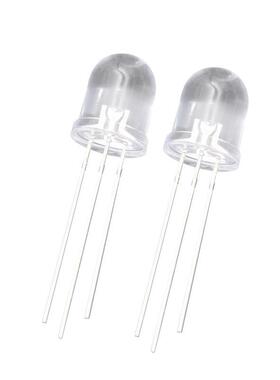 F10灯珠10MM圆头双色透明雾状直插LED灯珠红光绿光蓝光翠绿二极管