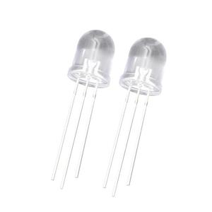 F10灯珠10MM圆头双色透明雾状直插LED灯珠红光绿光蓝光翠绿二极管