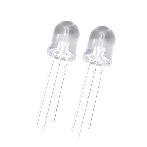 F10灯珠10MM圆头双色透明雾状直插LED灯珠红光绿光蓝光翠绿二极管