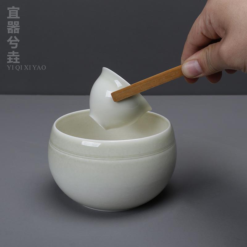 草木灰仿古杯洗 建水陶瓷家用粗陶水孟 笔洗茶道洗茶杯废水缸
