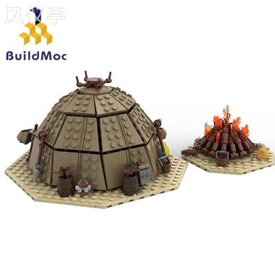 BuildmocMOC-97196塔图英营火/村庄成人拼搭积木兼容