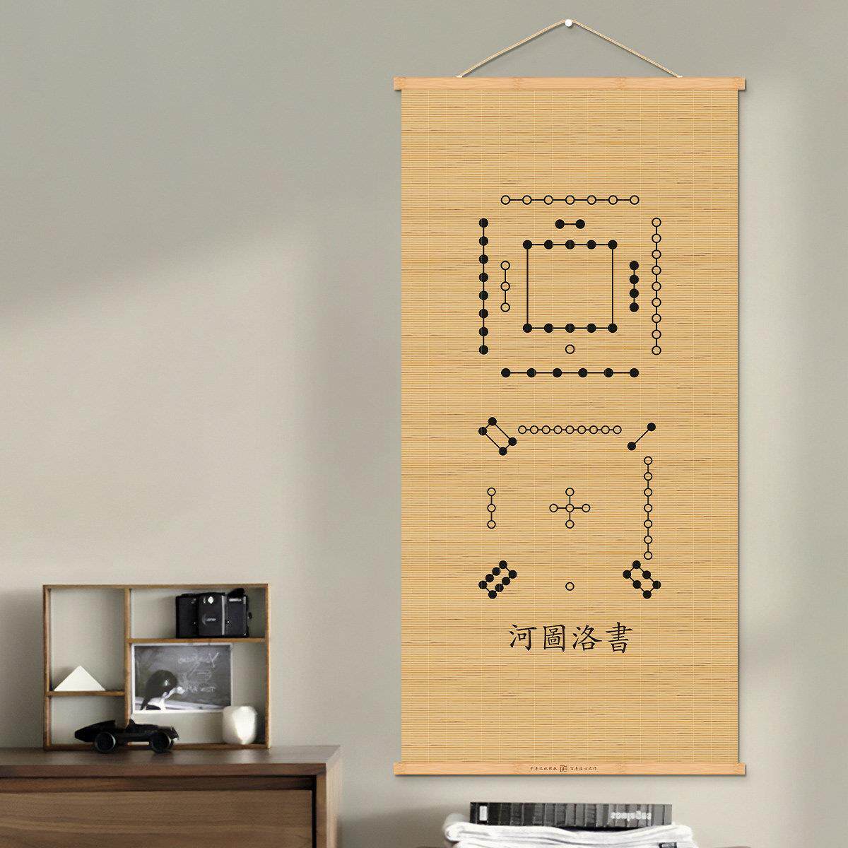 易经文化先天后天八卦图竹帘挂画客厅书房背景墙竹艺卷轴装饰挂帘