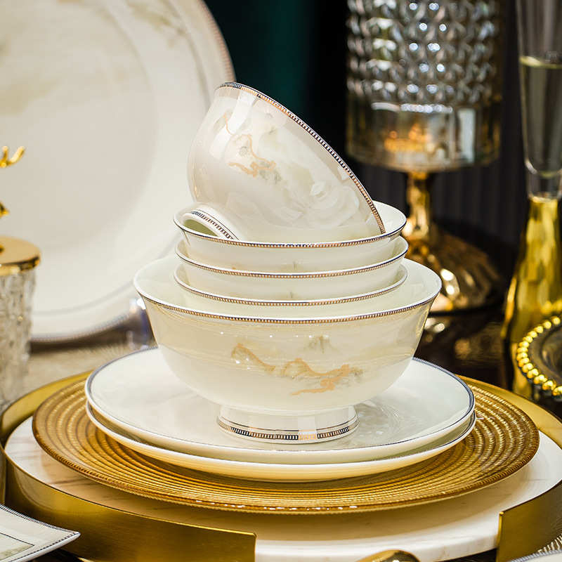 碗碟套装家用景德镇轻奢陶瓷碗乔迁礼品餐具碗盘碟碗筷全套组合批