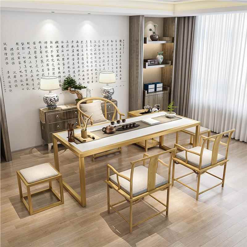 新中铁艺实木茶桌式 泡禅意办公室洽谈桌 新中式实简约茶客厅会客