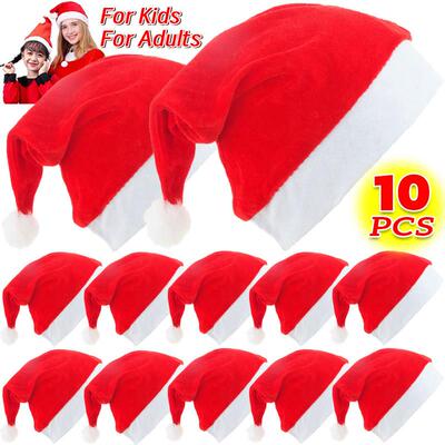 Adults Kids Christmas Hats Non-woven Fabric Santa Claus Xmas