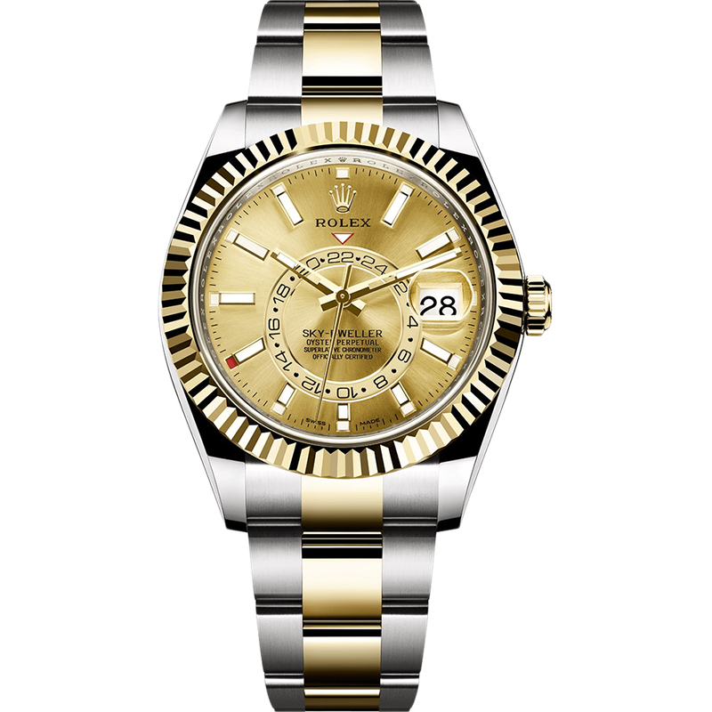 未使用[9.8新]劳力士钢/18k黄金双时区自动机械手表男326933