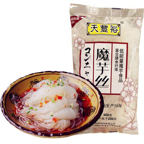 天丰裕 魔芋丝结400g*5袋大结低卡热量0脂肪魔芋代餐粉丝面即食品