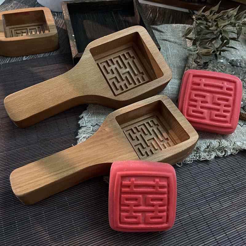 木质月饼模冰皮绿豆糕中秋模具模子手工馒头大号老式家用模型印具
