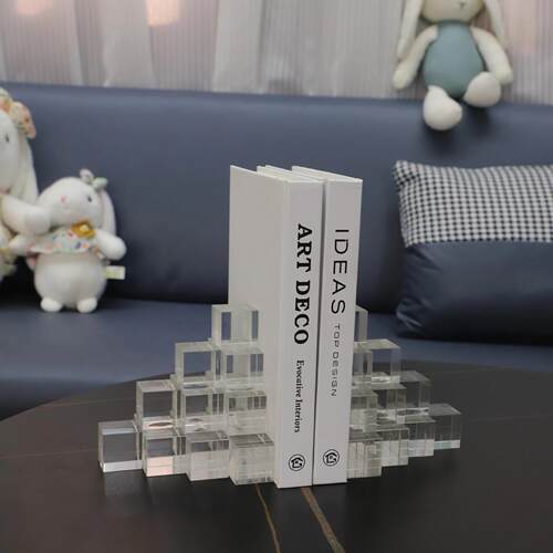 现代简约水晶梯形书档书立摆件样板房客厅酒柜书柜家居装饰品