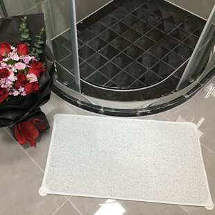 浴室防滑垫 白色地垫 带吸盘防滑 硅胶地毯