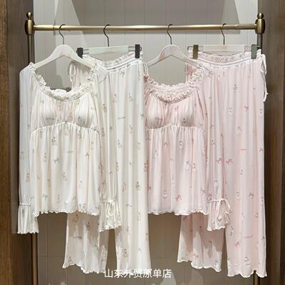 《带胸垫~超好看》春夏女睡衣自带胸垫软绵绵莫代尔兔子女家居服