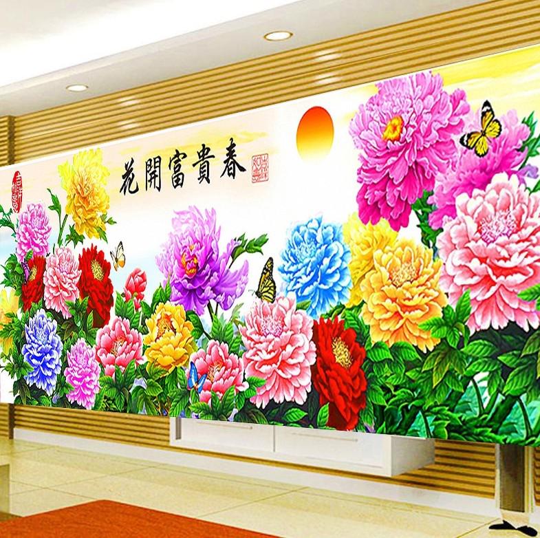 花开富贵春牡丹花大幅十字绣2025新款客厅线绣卧室手工自己刺满绣
