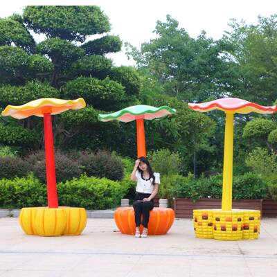 网红卡通发光蘑菇座椅雕塑幼儿园商场装饰户外园区水果座椅大摆件