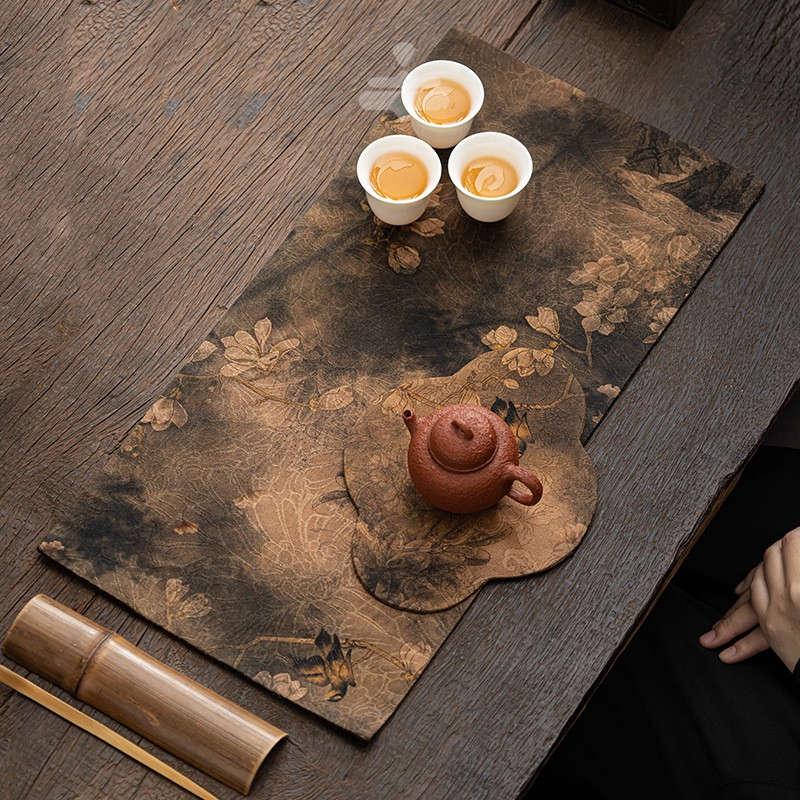 香云纱双面干泡茶席茶壶垫中式国风禅意复古桌旗桌布茶垫茶道布垫