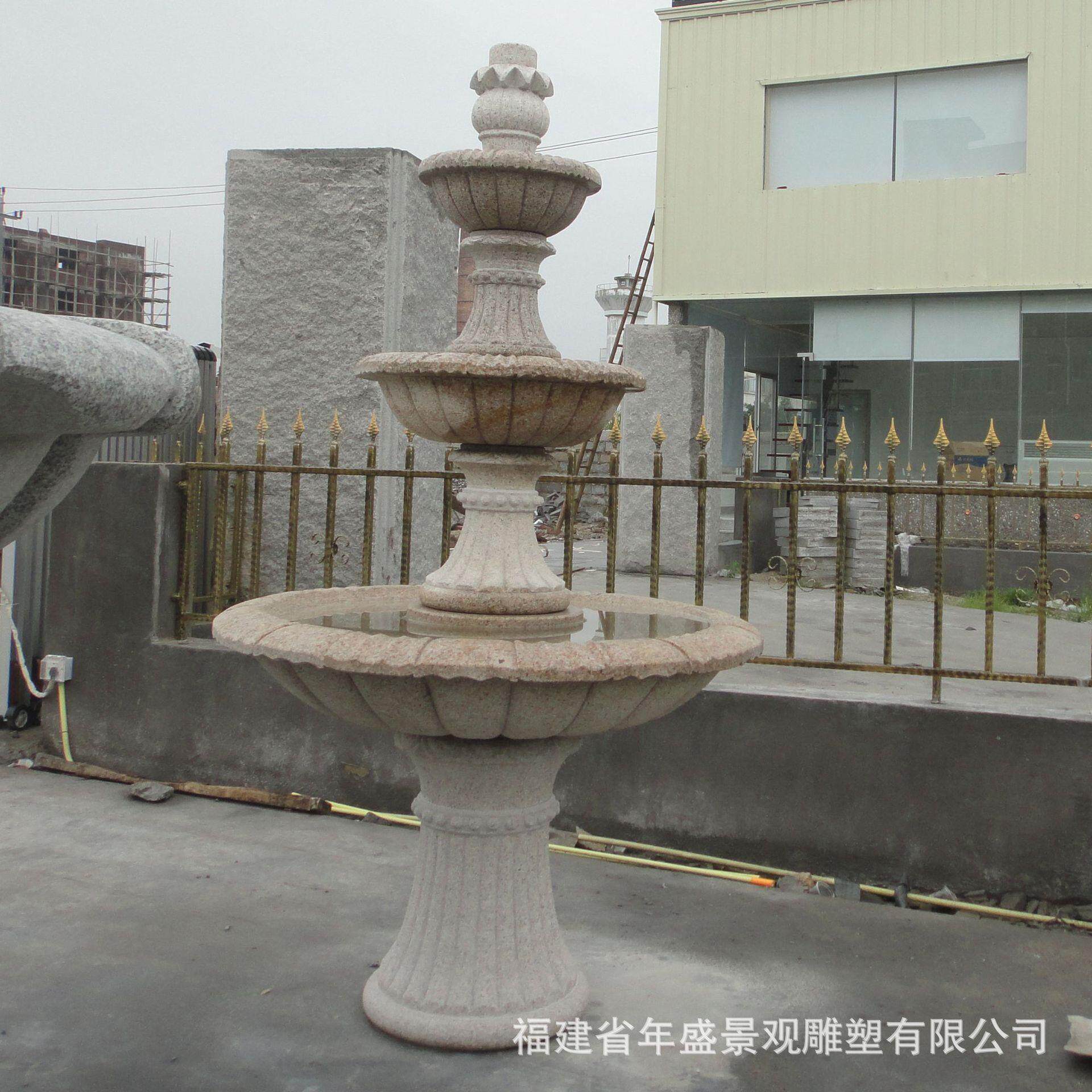 福建石雕水钵现货黄绣石喷水池园林庭院装饰摆件景观流水喷泉成品