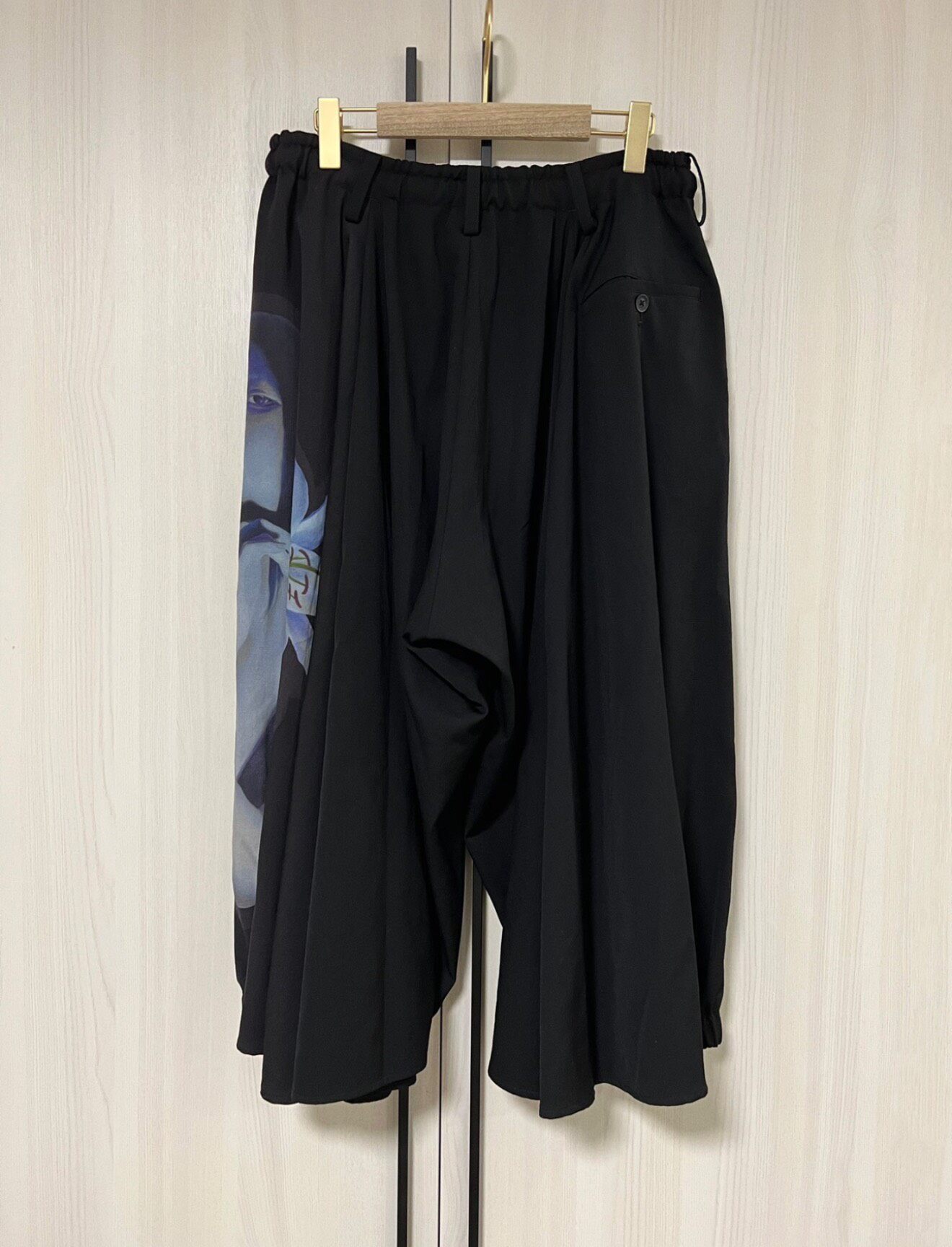 Yohji Yamamoto Black Wide-Leg Printed Pants