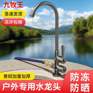户外单冷水龙头庭院水池花园浇花一进二出洗手池台盆专用加长螺纹