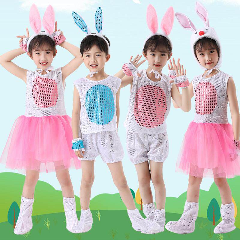 新款六一儿童动物演出服幼儿园小白兔卡通可爱小动物兔子纱裙表演