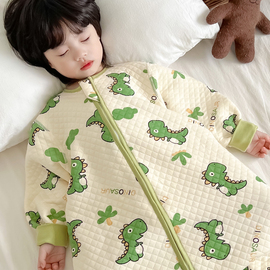 儿童连体睡衣春秋款防着凉男童恐龙，睡袋中大童男宝宝，连身1一3婴儿