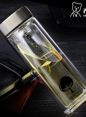 希诺双层玻璃杯透明水晶杯过滤茶杯高端商务办公送礼XN-6606
