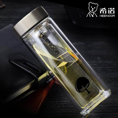 希诺双层玻璃杯透明水晶杯过滤茶杯高端商务办公送礼XN-6606