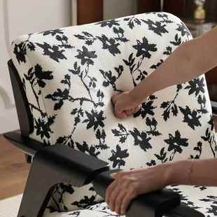 中851古风白木单人沙椅简约蜡客厅发阳台酋长椅极简设计闲师家用