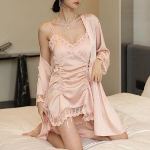 Female with chest cushion, suspender, nightgown, two