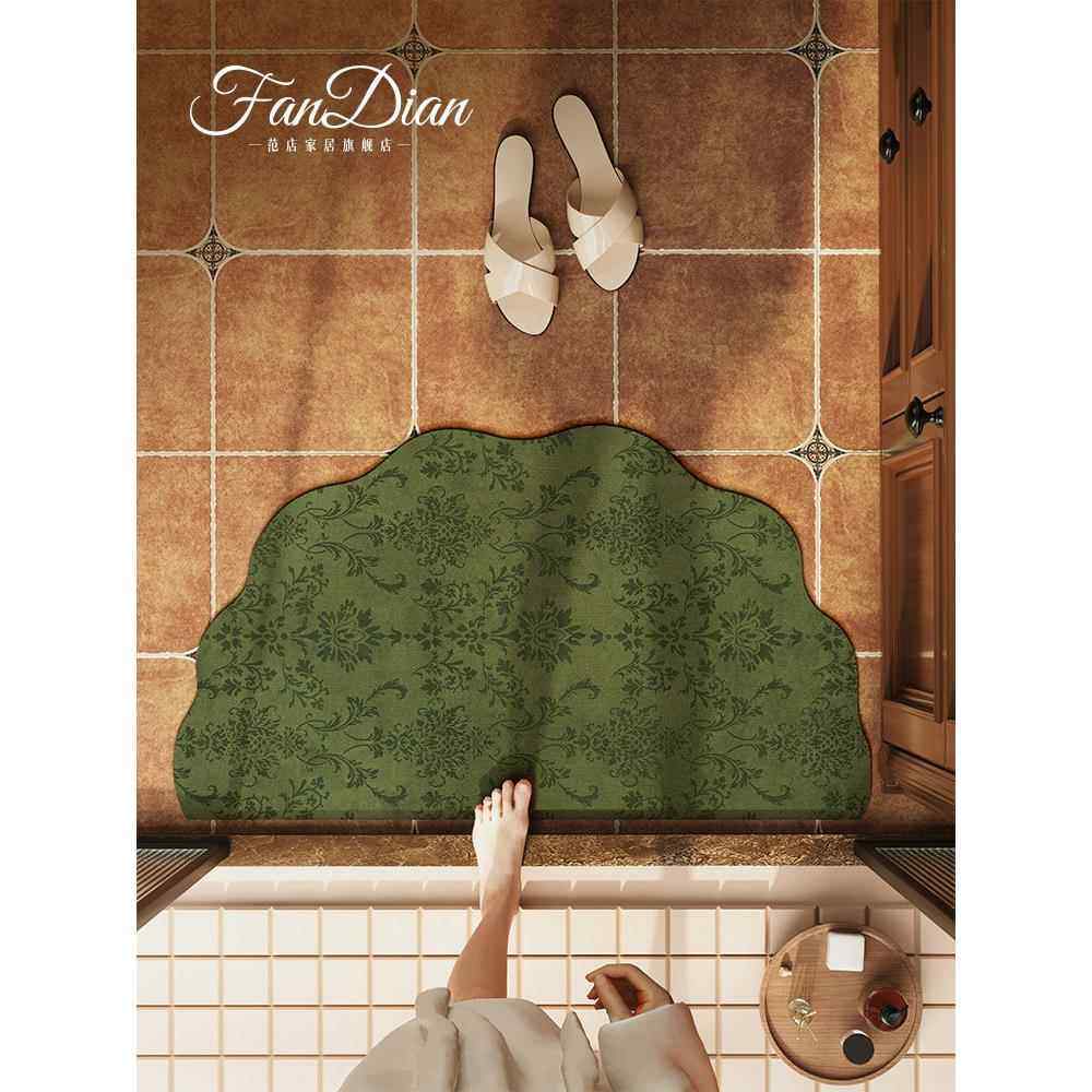 美式民族风浴室吸水地垫卫生间半圆形软硅藻泥防滑洗手间速干地毯