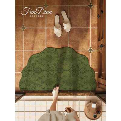 美式民族风浴室吸水地垫卫生间半圆形软硅藻泥防滑洗手间速干地毯