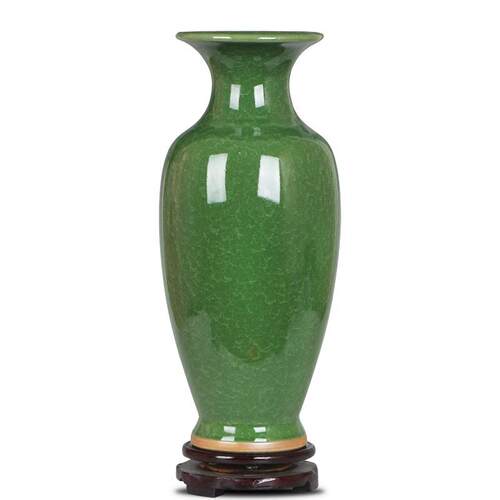 仿古钧瓷陶瓷大花瓶绿色复古瓷瓶富贵竹插花器客厅电视柜装饰摆件