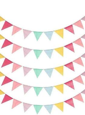 Colourful Jute Linen Pennant Flags Festival Bunting Banners