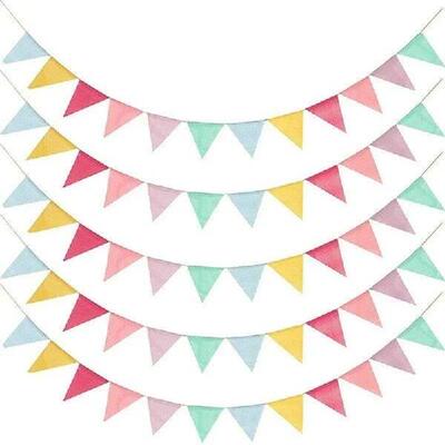 Colourful Jute Linen Pennant Flags Festival Bunting Banners