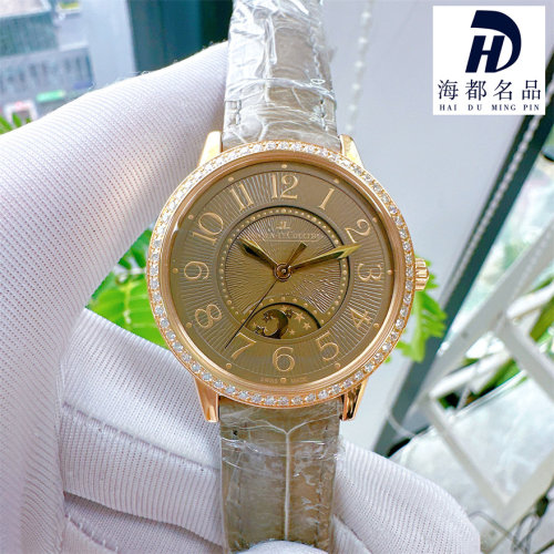 一口价98新积家女士手表约会18K玫瑰金原镶钻34mm自动机械344242J