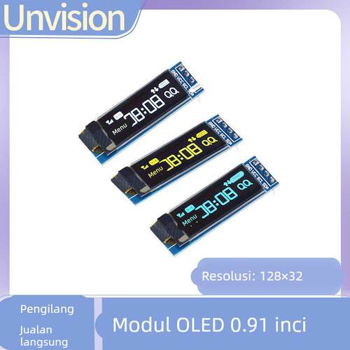 0.91寸OLED模块显示屏 分辨率128*32 驱动ssd1306 IIC模块4针