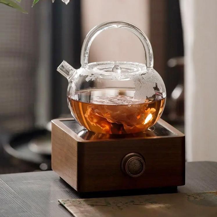 家用小型煮茶电陶炉玻璃提梁壶耐热加厚泡茶壶冷泡壶可明火烧煮水