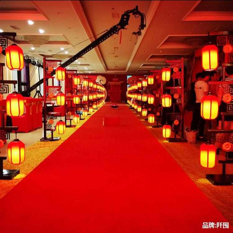 新款婚庆道具中式路引 复古汉唐婚礼羊皮纸灯笼 铁艺三联屏风路引