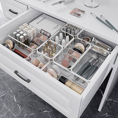 Drawer organizer with dividers, built-in acrylic transparent