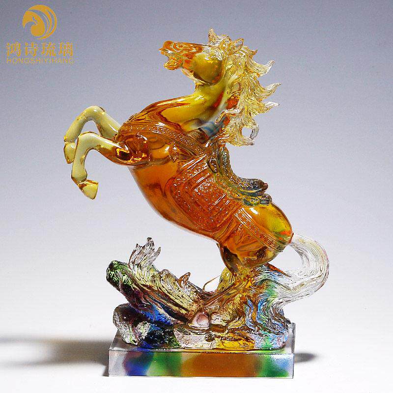 生肖马摆件琉璃工艺品马到成功客厅桌面水晶装饰品送领导创意礼品