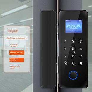 Naqi玻璃门锁指纹锁无孔双门单门办公室密码 锁无框卡门数字锁