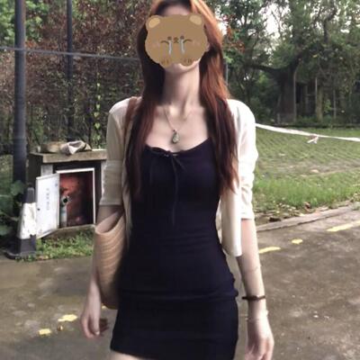 无袖吊带洋装女夏小个子短款辣妹紧身包臀收腰显瘦a字背心裙子