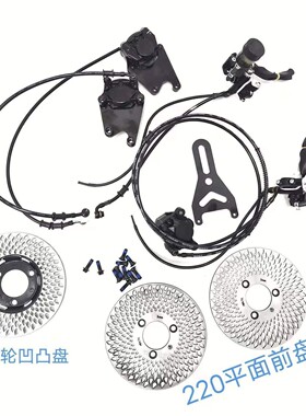 12寸N9GT电动车前轮220MM双碟盘直推上泵液压碟刹套装总成