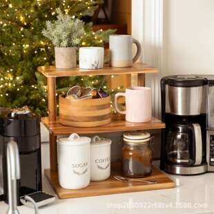 木制甜三lqy099层置物架桌面点展木示架糕架厨房调料蛋储物架实植