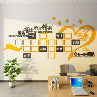 办公室墙面装饰员工风采展示墙公司团队活动剪影照片墙贴企业文化