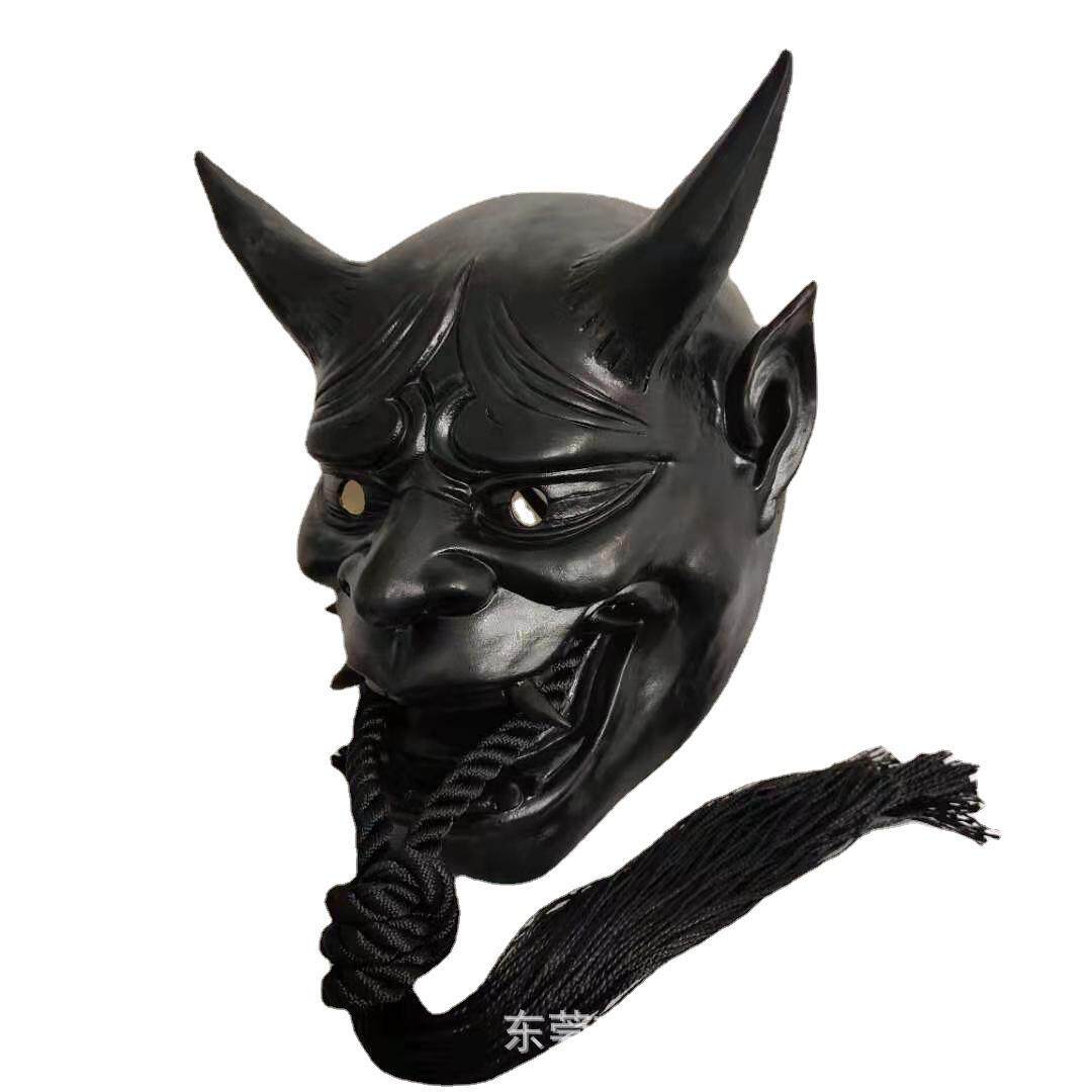 封印赤般若红面鬼脸带绳牛角面具般若cosplay日系能面罩牛魔王