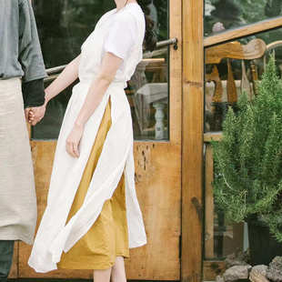 师韩式 洋气 棉麻厨房工作服围裙花艺2022文艺复古系日ins法式