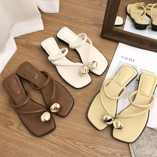 小高跟凉鞋 flat Slippers wear summer法式 shoes Women