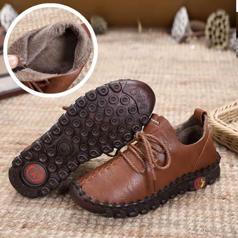 正品牛筋底单鞋2妈2新款妈软底鞋子3女0鞋平底防滑休闲红色女士皮